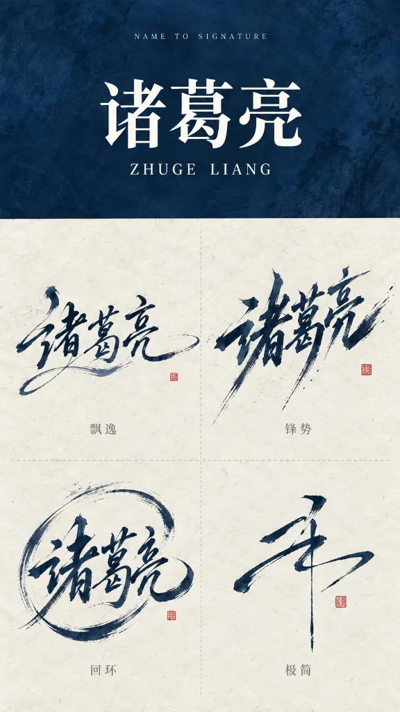 SC-022 姓名四款签名设计展示卡